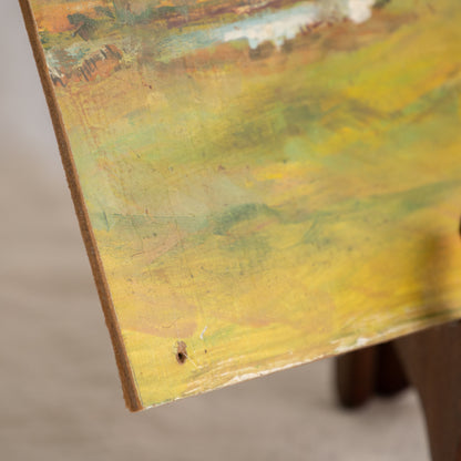 Vintage Rural Farm Landscape Oil Painting On Board