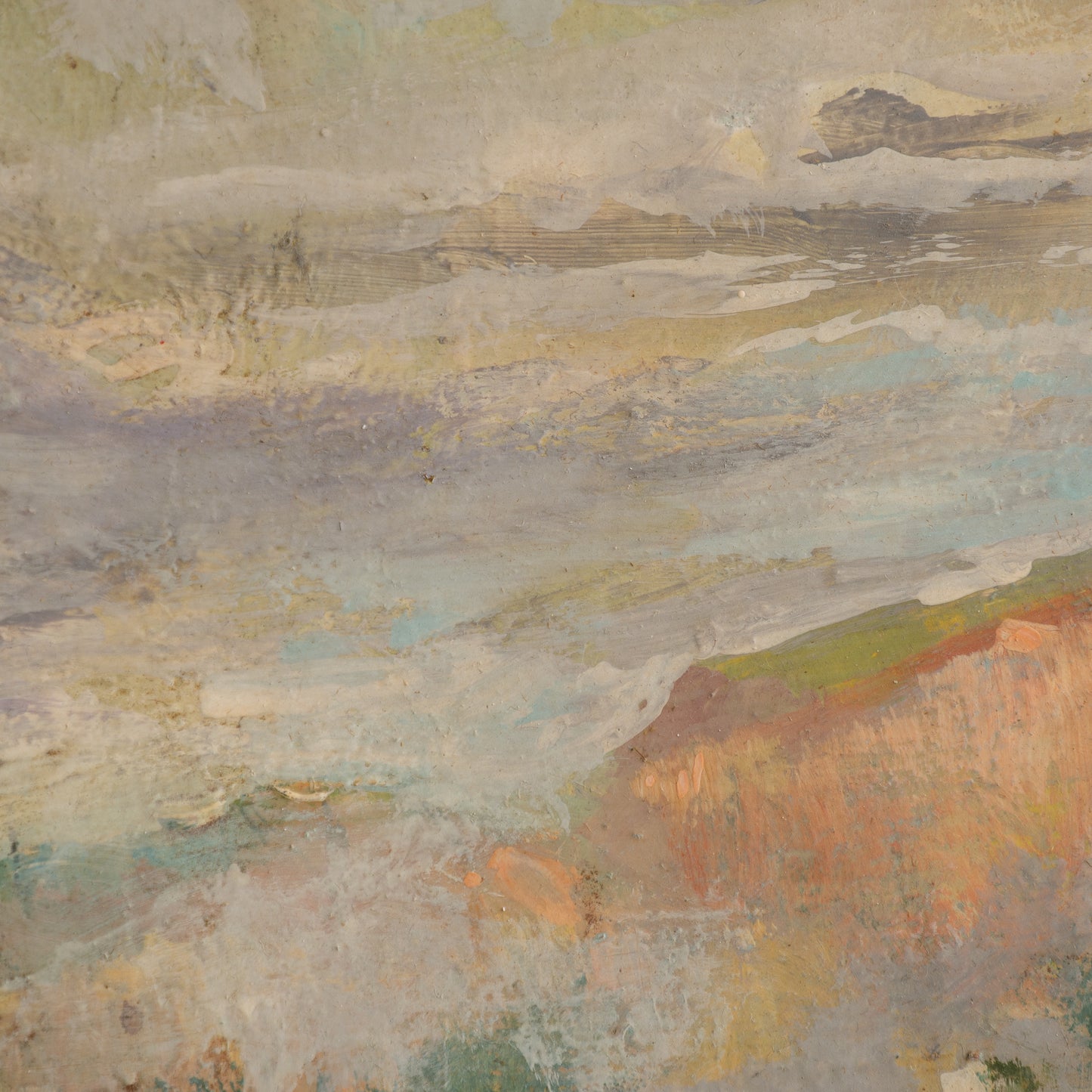 Vintage Rural Farm Landscape Oil Painting On Board