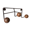 French vintage 3 peg coat rack, metal coat rack with 3 wooden balls