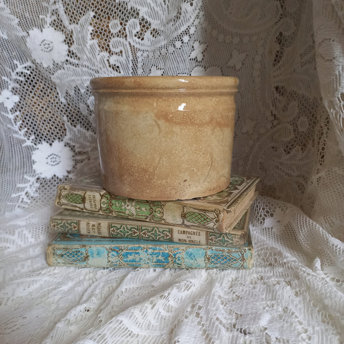 Antique Ironstone Pot With Time-Worn Finish