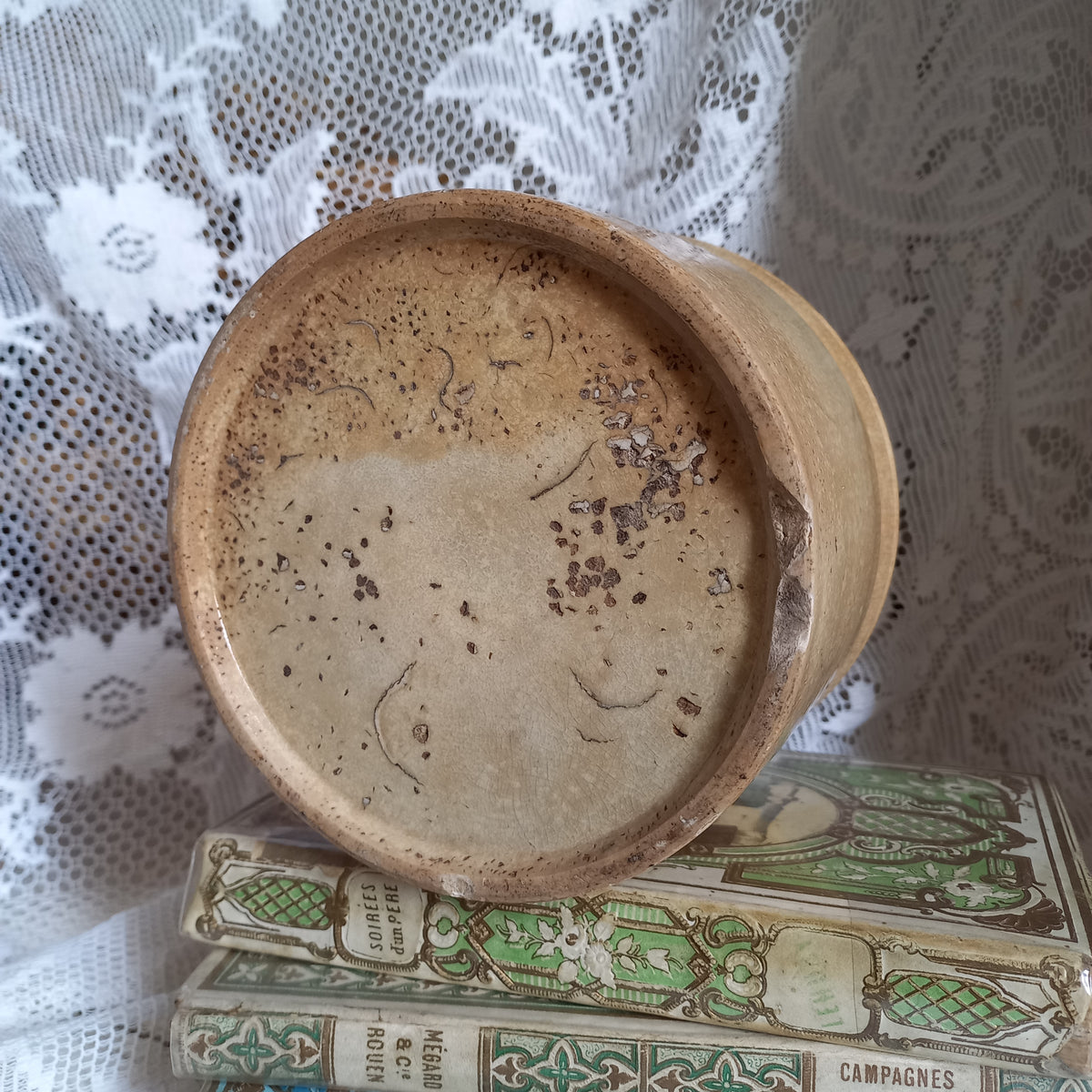 Antique Ironstone Pot With Time-Worn Finish