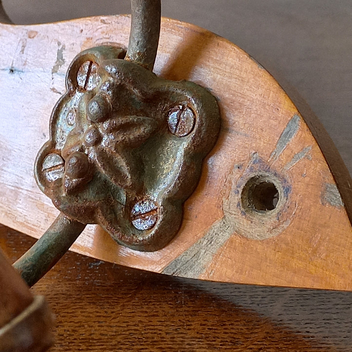 French Vintage 3 Peg Coat and Hat Rack, Wall Decor