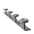 A stylish French vintage 4 peg metal coat rack with a polished finish, a great piece of practical wall decor for your home.