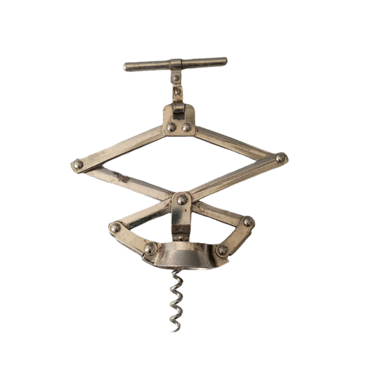 French vintage concertina corkscrew bottle opener, old cork remover