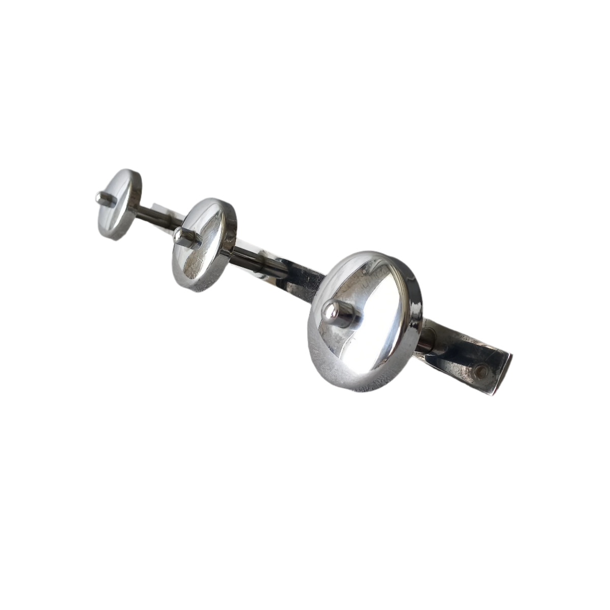 Vintage 3 peg metal coat rack with chrome finish, modernist hat rack