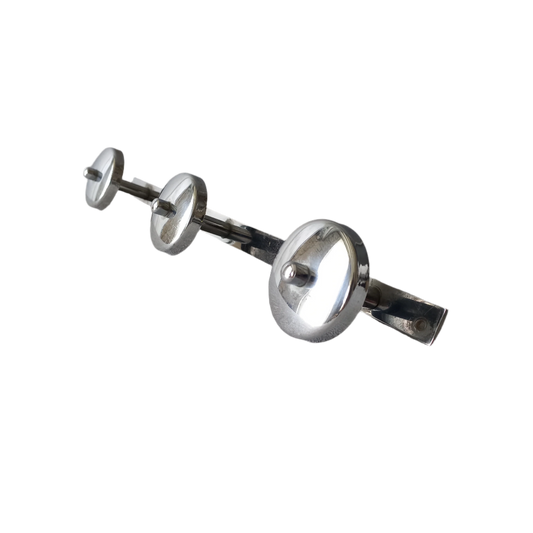 Vintage 3 peg metal coat rack with chrome finish, modernist hat rack
