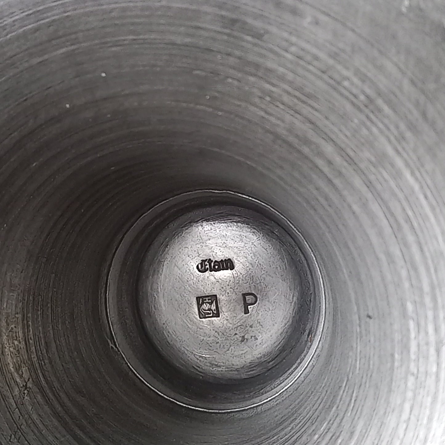 A handsome French vintage pewter candle holder / chamber stick that makes excellent home decor. This chamber stick is taller than similar ones we usually find. Underneath is marked with the manufacturer's stamp - a great looking piece!