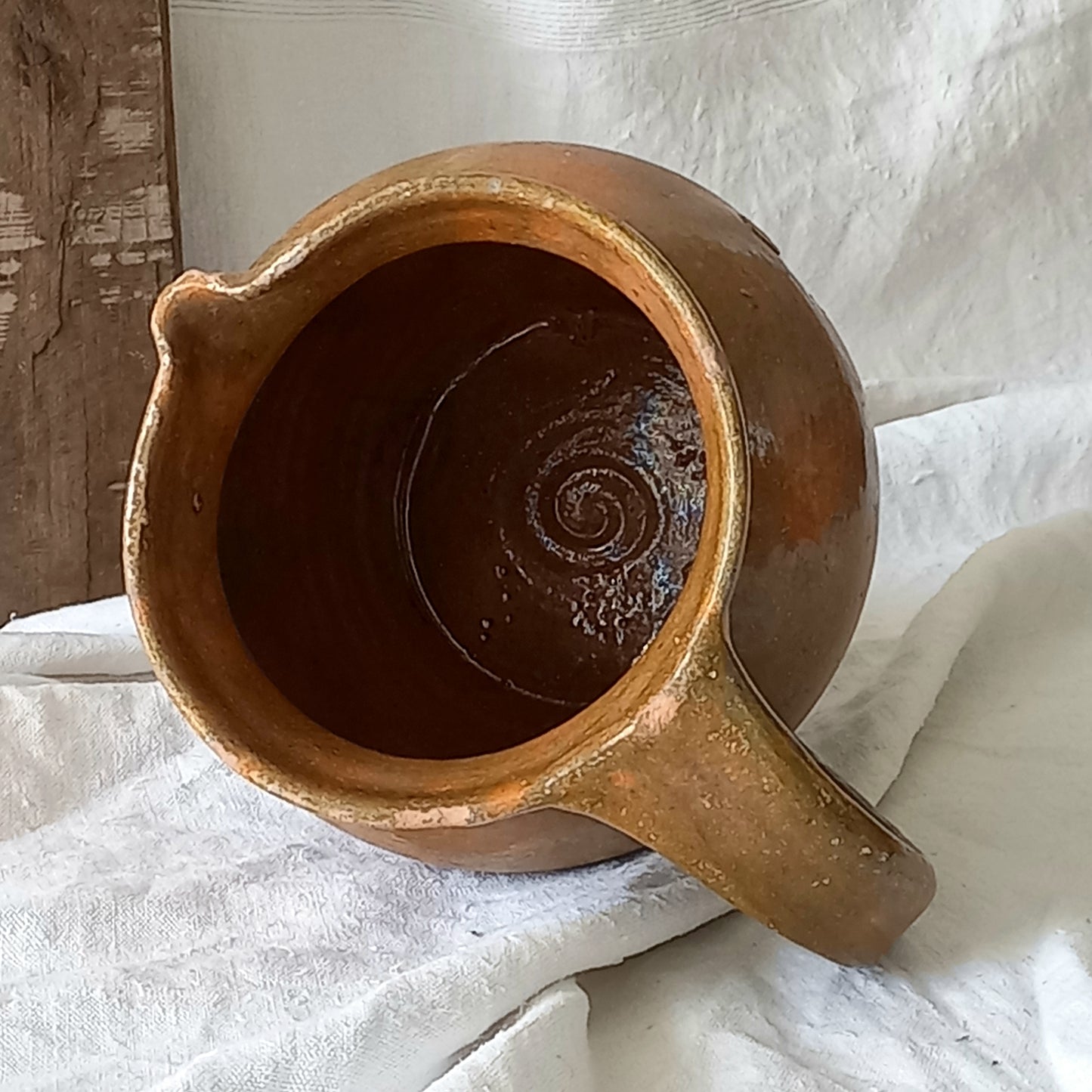 French Antique Pottery Stoneware Jug Pitcher