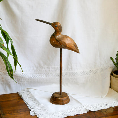 An attractive vintage wooden bird ornament, a piece of primitive folk art purchased here in France. This wonderful bird will make excellent decor in any interior and is also very cute!