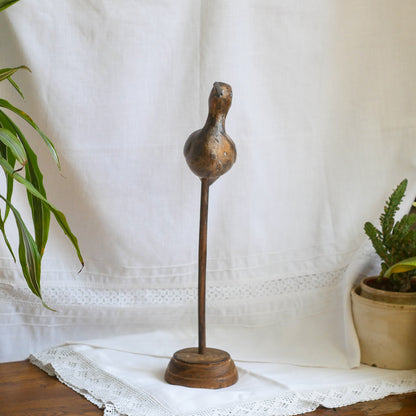 An attractive vintage wooden bird ornament, a piece of primitive folk art purchased here in France. This wonderful bird will make excellent decor in any interior and is also very cute!