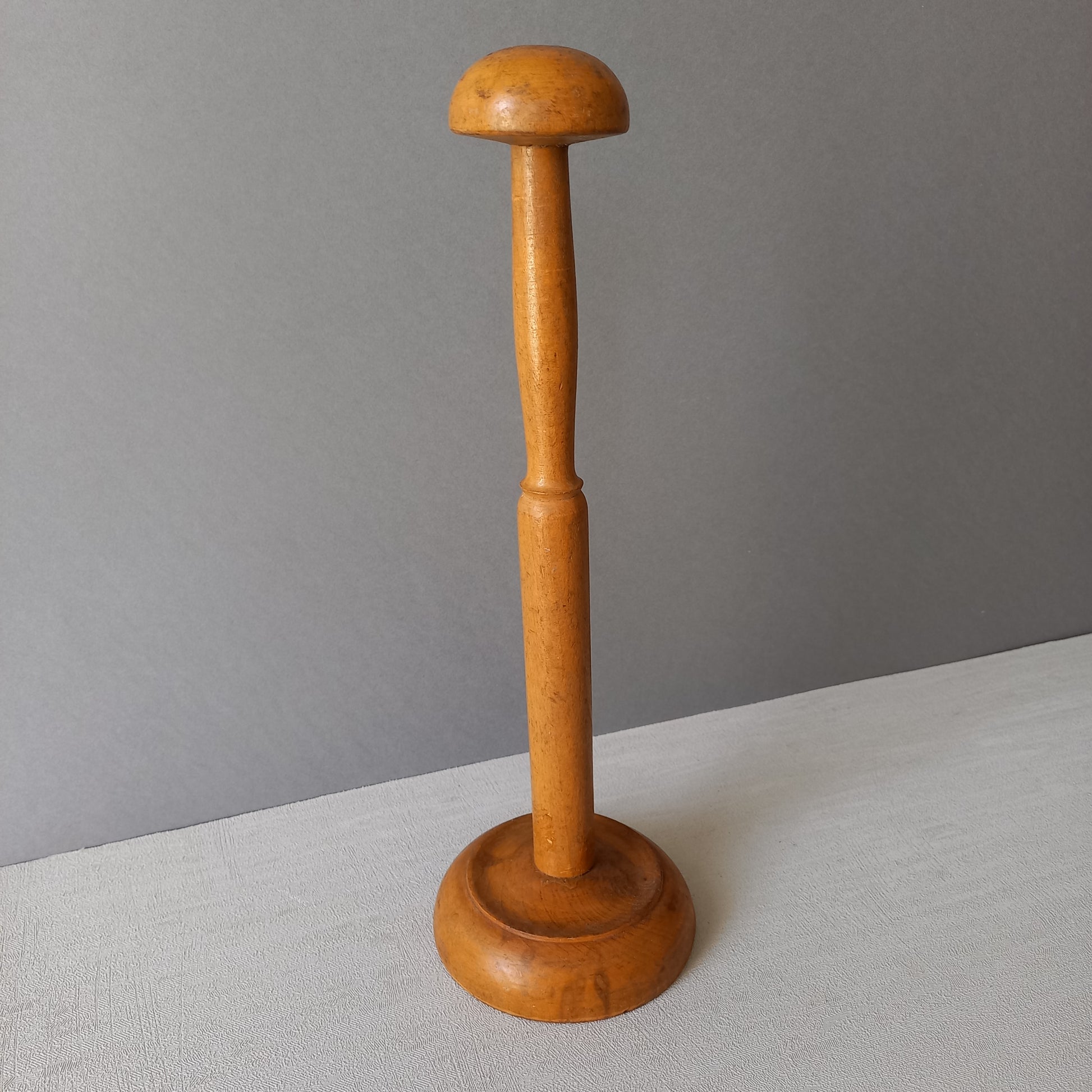 A sturdy French vintage wooden hat stand which will be great for displaying your hats, helmets, etc. In summary, a nice authentic French vintage piece from France.