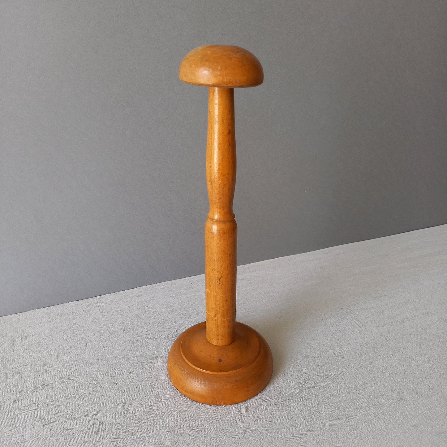 A sturdy little French vintage wooden hat stand which will be great for displaying your hats, helmets, etc. In summary, a nice authentic French vintage piece from France.