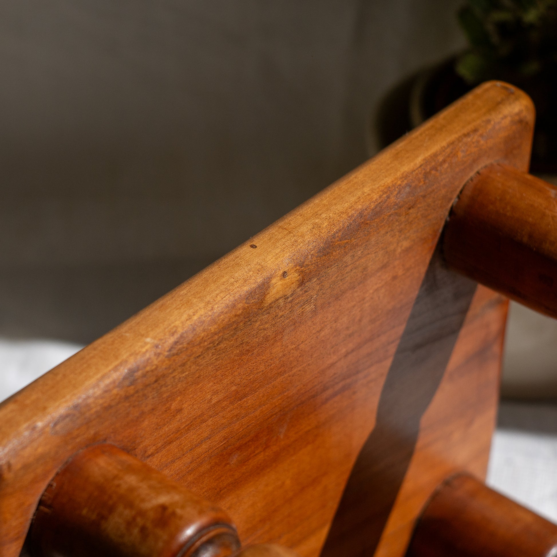 A handsome vintage French wooden stool in a lovely shade of honey-coloured brown. This old stool is very solid and would make a great plant stand (we currently use one on our desk as a plant stand and it looks great!) and many other decorative possibilities.