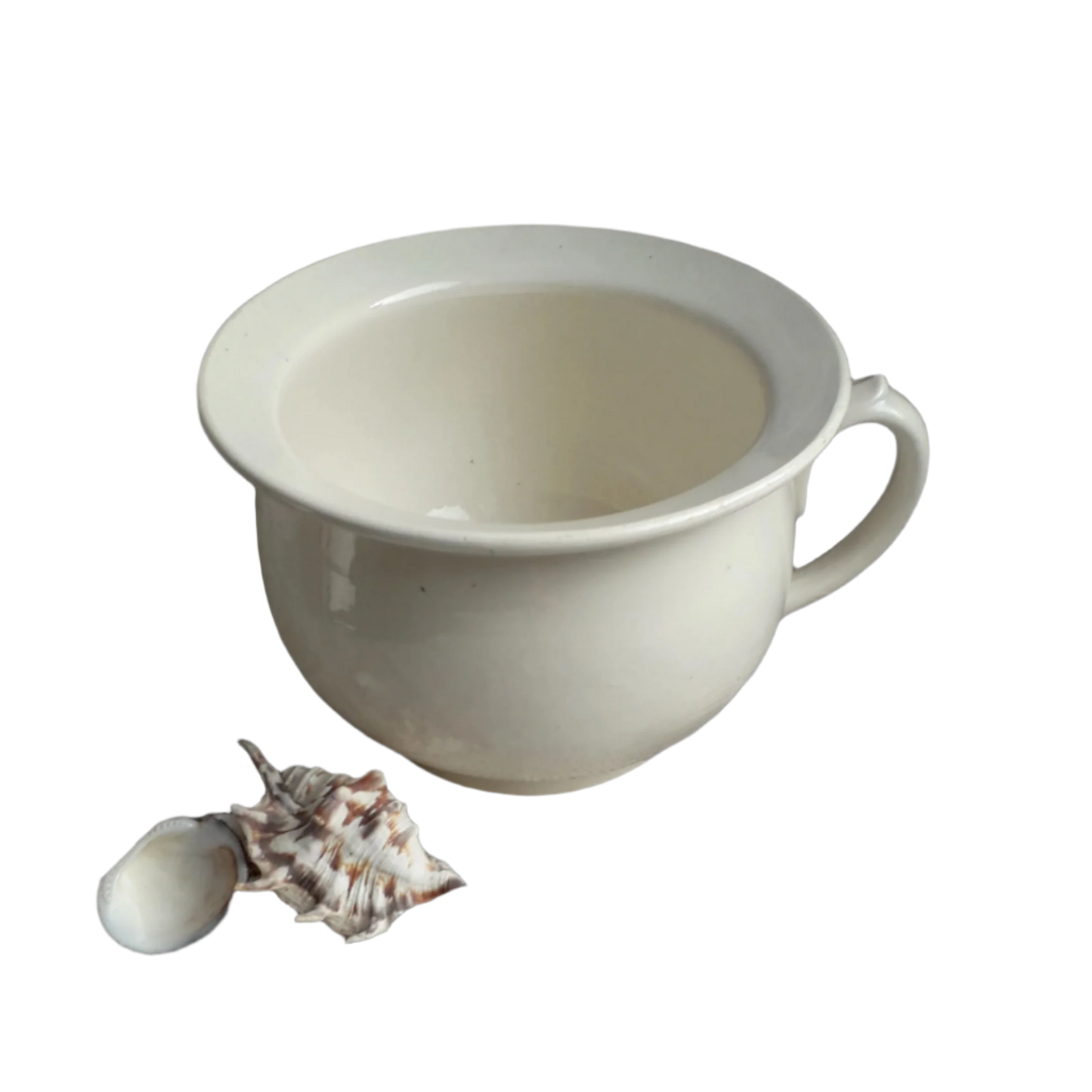 A nice little vintage ironstone white/cream chamber pot by premier French manufacturer, Sarreguemines, the perfect addition for a country home, bathroom decor, or even as a planter. Circa. 1920 - 1950.