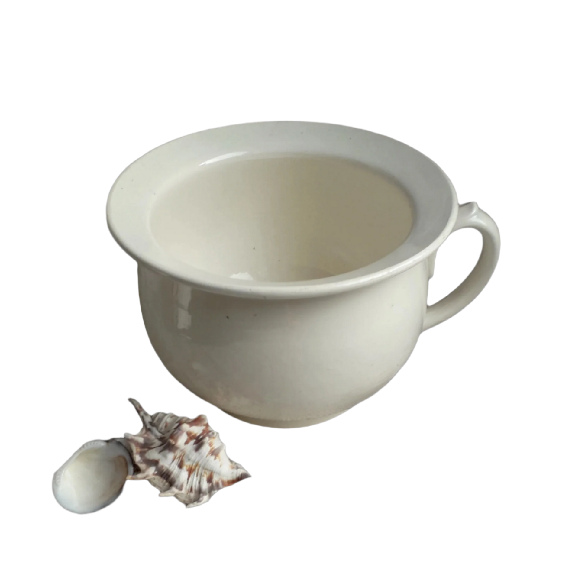 A nice little vintage ironstone white/cream chamber pot by premier French manufacturer, Sarreguemines, the perfect addition for a country home, bathroom decor, or even as a planter. Circa. 1920 - 1950.