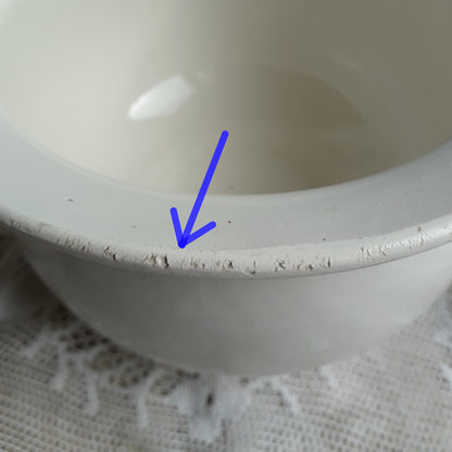 A nice little vintage ironstone white/cream chamber pot by premier French manufacturer, Sarreguemines, the perfect addition for a country home, bathroom decor, or even as a planter. Circa. 1920 - 1950.